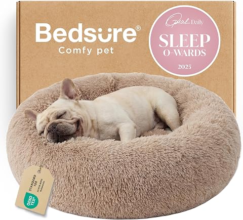 Love'S Cabin round Donut Cat and Dog Cushion Bed, 20In Bed for Cats or Small Dogs, Anti-Slip & Water-Resistant Bottom, Super Soft Durable Fabric Pet Beds, Washable Luxury Cat & Dog Bed Gray