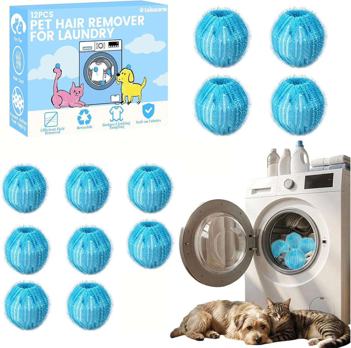 Pet Hair Remover for Laundry (Light Blue)