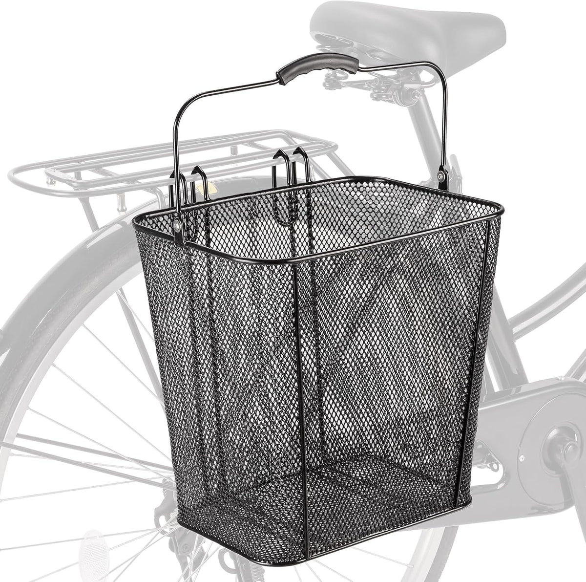 CXWXC Pannier Bike Basket with Handle - Detachable Rear Wire Baskets