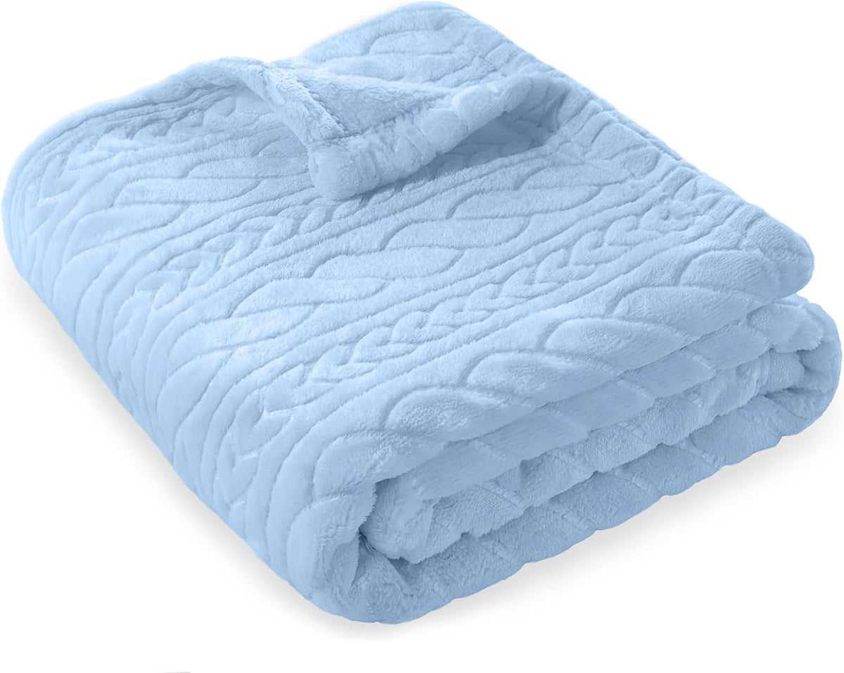 BORITAR 3D Fleece Baby Blanket for Boys 30 X 40 Inch Baby Blue