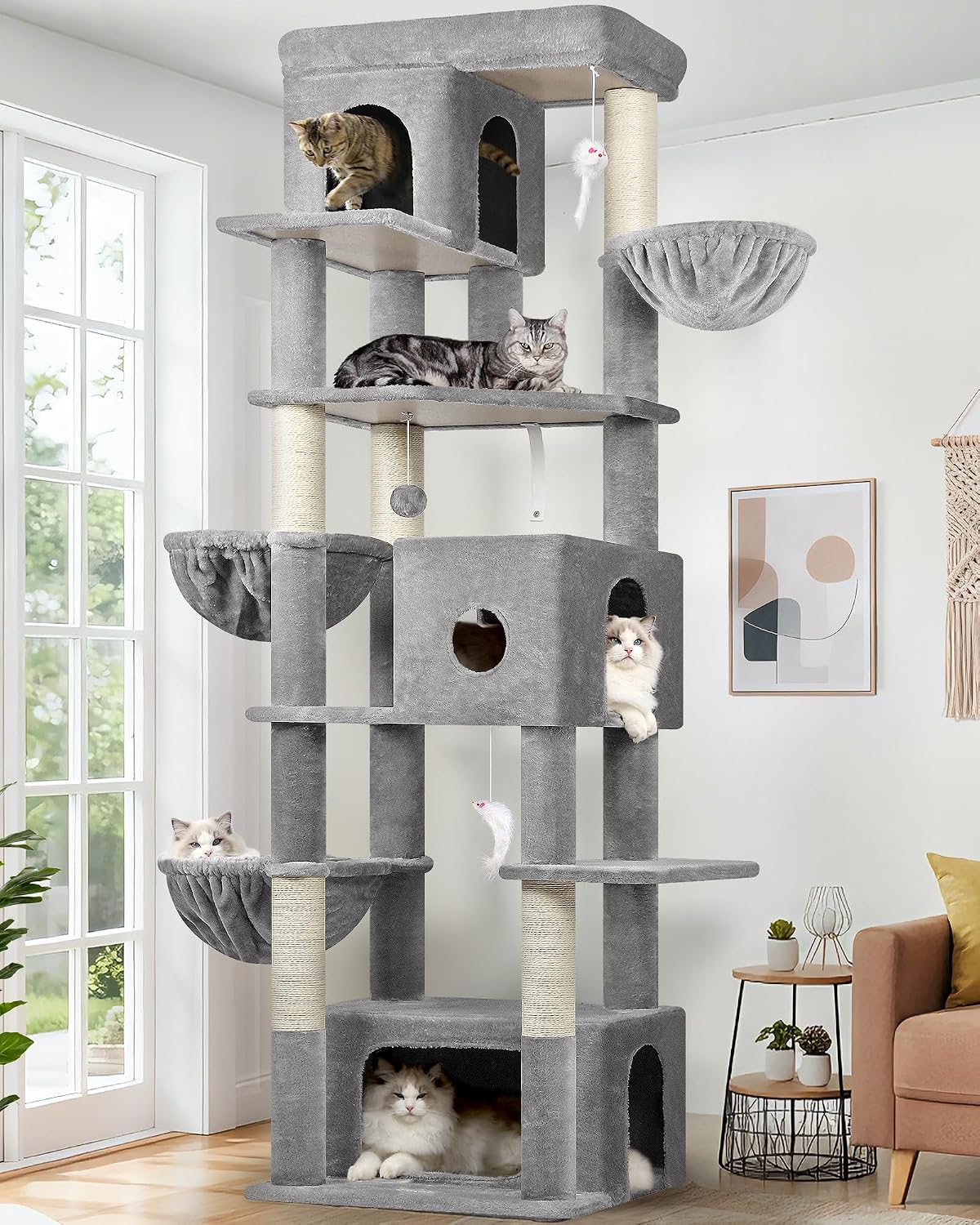 Globlazer Large Cat Tree, 80In Tall Climbing Tower, F80F, Dark Grey