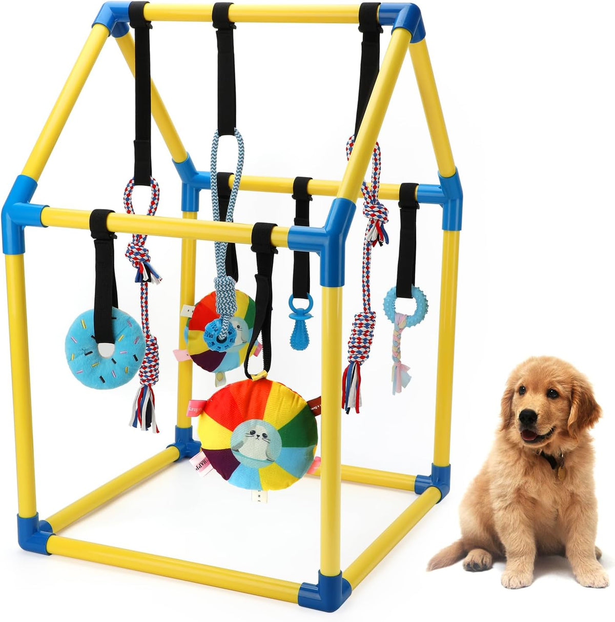 Dog Activity Stand with 8 Hanging Toys for Small Breeds