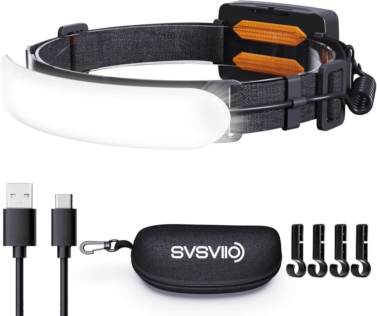 Svsviio Headlamp Rechargeable Pro+,7500Mah 1500 Lumen Super Bright 230°Beam LED Head Lamp,Head Lights for Forehead,3 Modes,Ipx6 Headlamps for Adults Camping/Mechanic/Hard Hat