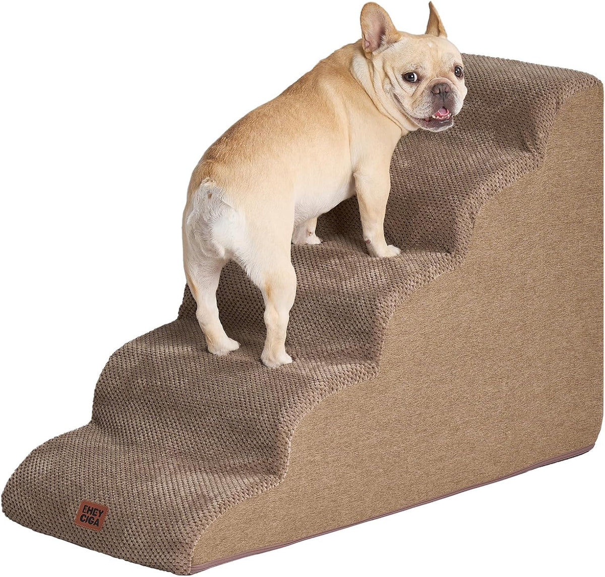 EHEYCIGA Curved Dog Stairs Ramp, 5-Step High Beds, 22.6" H Pet Step