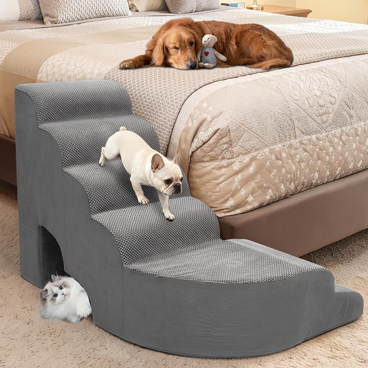 30” Stair for Dog Get on Bed,Dog Stair Ramp Step for High Bed Couch