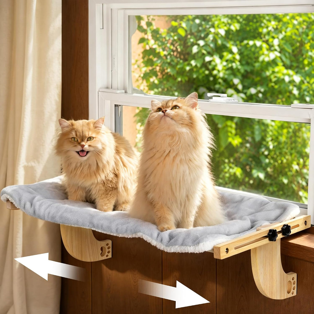 Oversized Adjustable Cat Window Perch for Double Hung Window, Variable Length