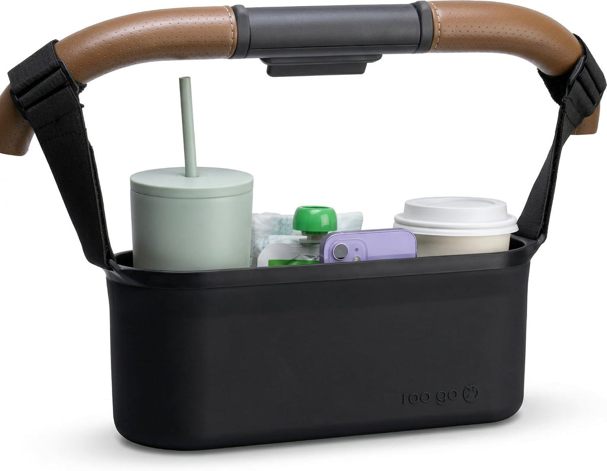 Silicone Stroller Organizer, 40 Oz Cup Holders, Waterproof & Easy-Clean, Bpa-Free Caddy with Phone Pocket & Storage, Universal Anti-Slip Straps Fit Uppababy, Bugaboo, Nuna, Doona & Most Strollers