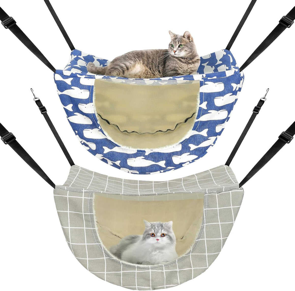 Jetec 2 Pieces Cat Cage Hammock Indoor Hanging Pet Bed Double Layer Hanging