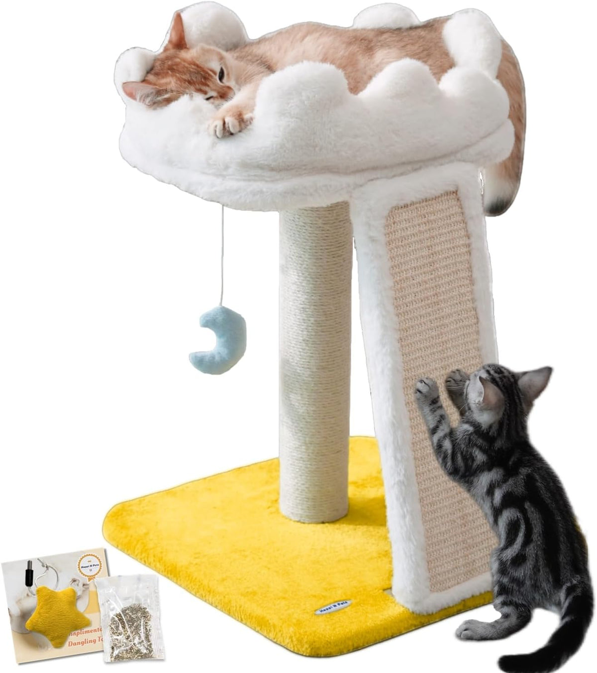 Happi N Pets Cloud Cat Tree, Cat Scratching Post with Soft Bed for Kitten