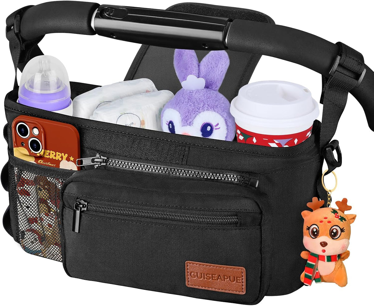 Stroller Organizer with Cup Holder, Non-Slip Stroller Caddy Baby Essentials