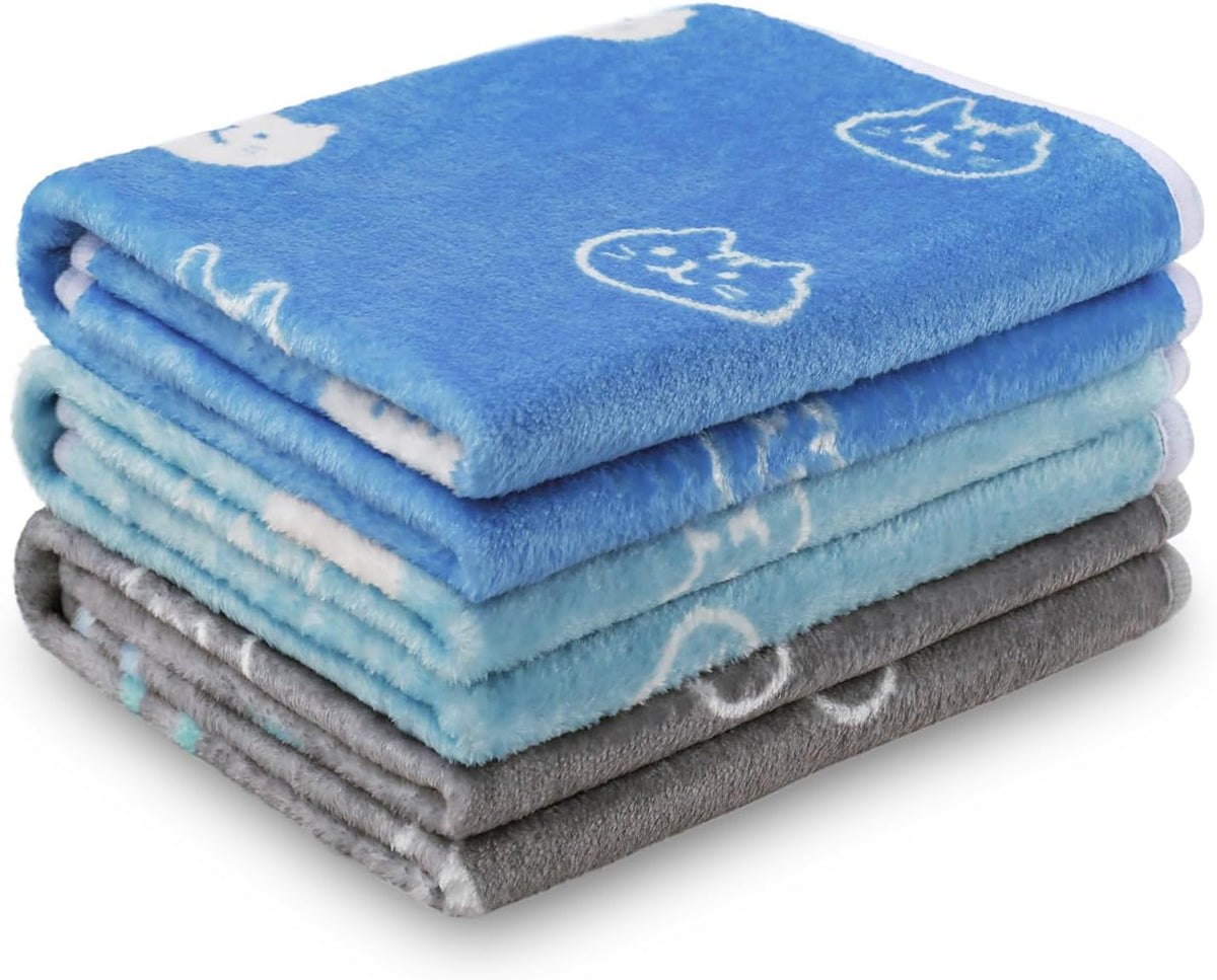 Luciphia 3 Pack Cute Cat Blankets Cozy Small Throw for Pet Puppy,23"X16"