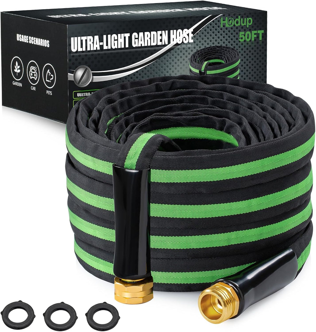 50 Ft Garden Hose, Non-Expandable Fabric Water Hose, Lightweight