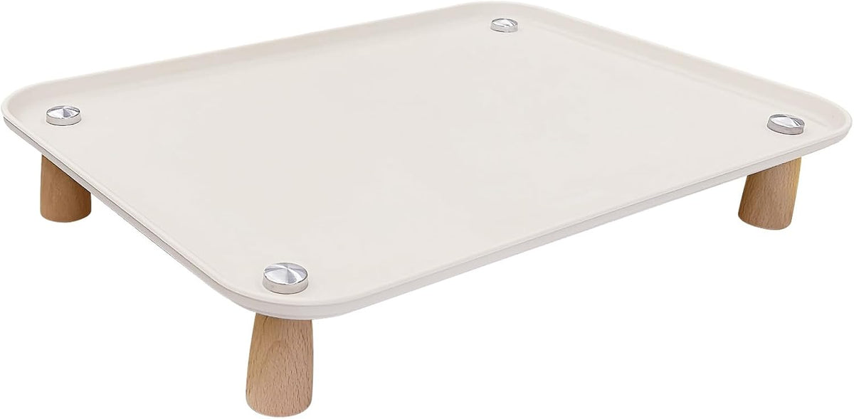 Large Elevated Cat & Dog Bowl Stand,3 Inch Height Raised Feeder Compatible with Most Automatic Pet Feeders & Water Fountains, Anti-Slip & Spill-Proof Large Pet Food Tray,17 X 12 Inches (White)