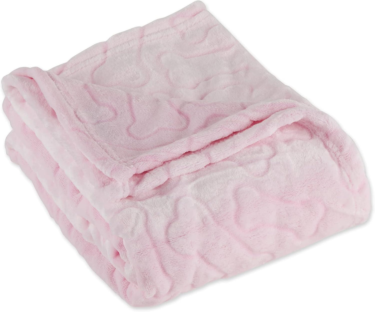 Bone Dry Embossed Bone Print Pet Blanket, Pink, 36X48"