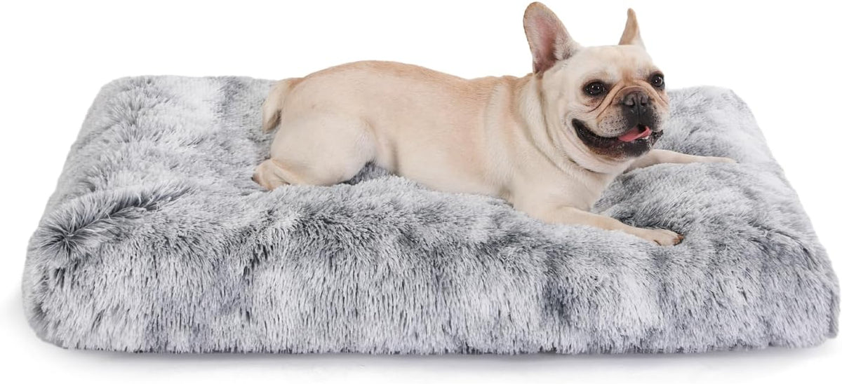 Bedfolks Waterproof Dog Crate Bed, Plush Large Dog Pad, 35"X23", Dark Grey
