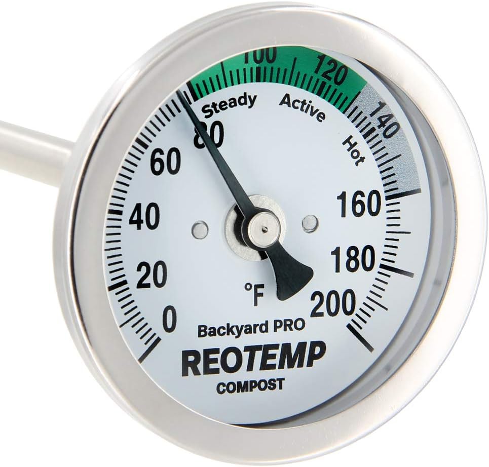 Reotemp 36 Inch Fahrenheit Backyard Pro Compost Thermometer with Digital Composting Guide