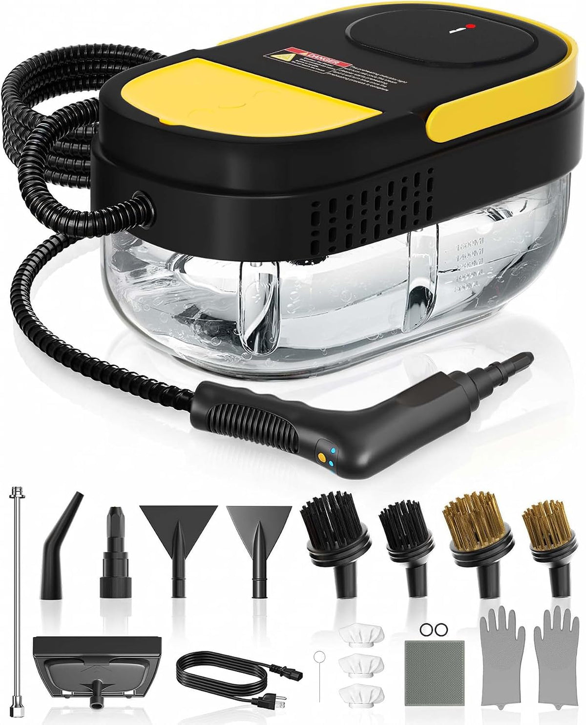 Gautye Steam Cleaner, 3 Level Adjustable Handle with 15 Accessories