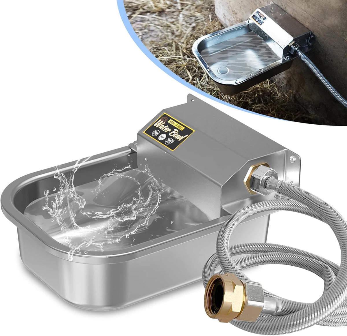 PETIMI Automatic Water Dispenser for Dogs, 101Oz Outdoor Dog Water Bowl, 304 Stainless Steel Water Feeder for Small to Large Pets, Large Livestock Waterer, Anti-Tipping, Water Auto-Fill, Easy to Clean