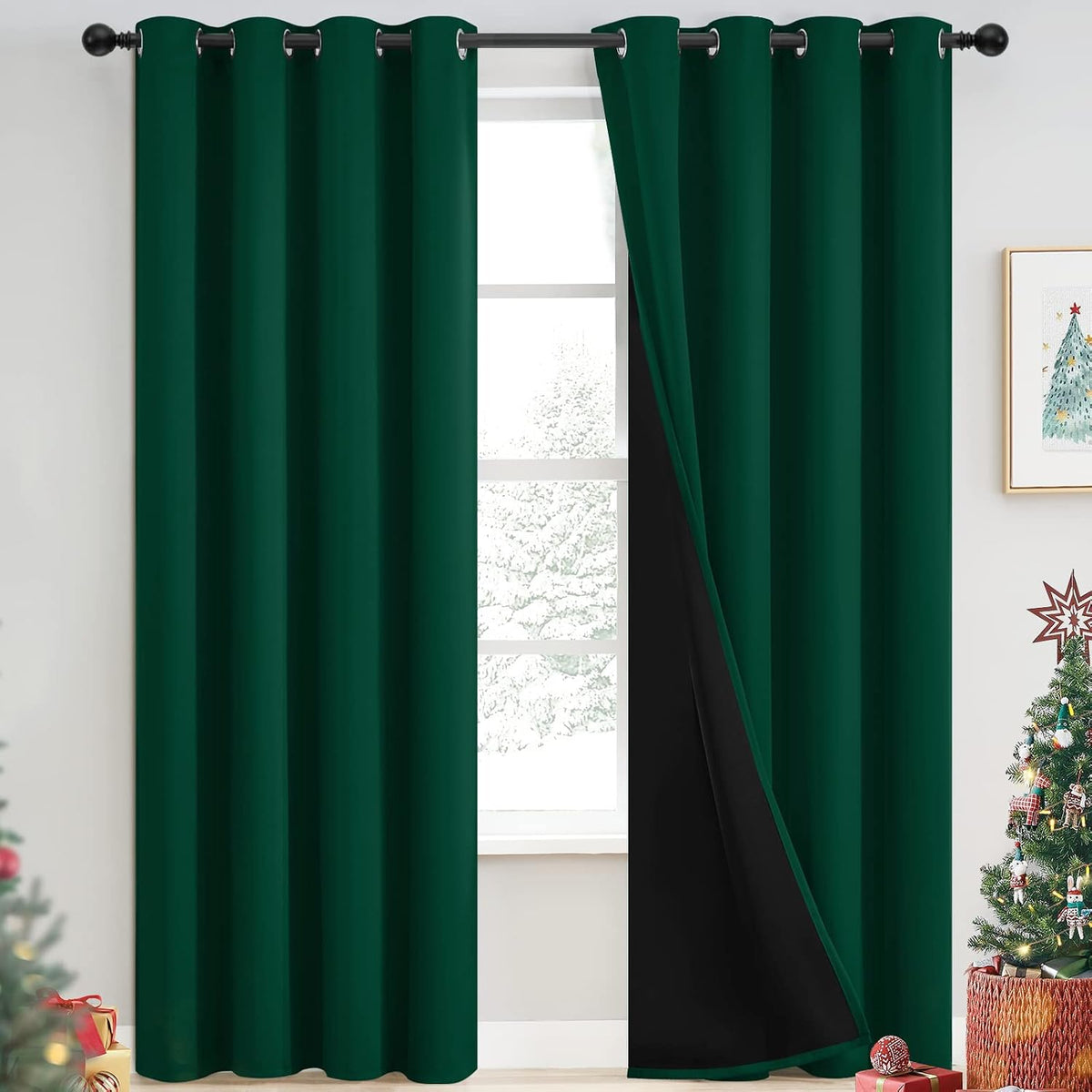 Yakamok Emerald Green Blackout Curtains 84 Inches for Living Room, 52" Wide