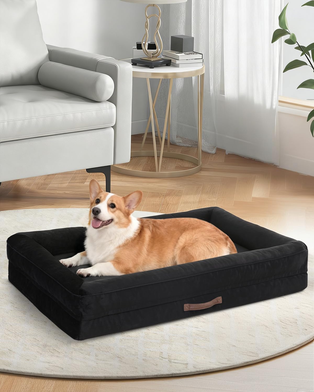 Upvilla Orthopedic Dog Bed, Four-Sided Medium Dog Sofa,Washable Cover Black