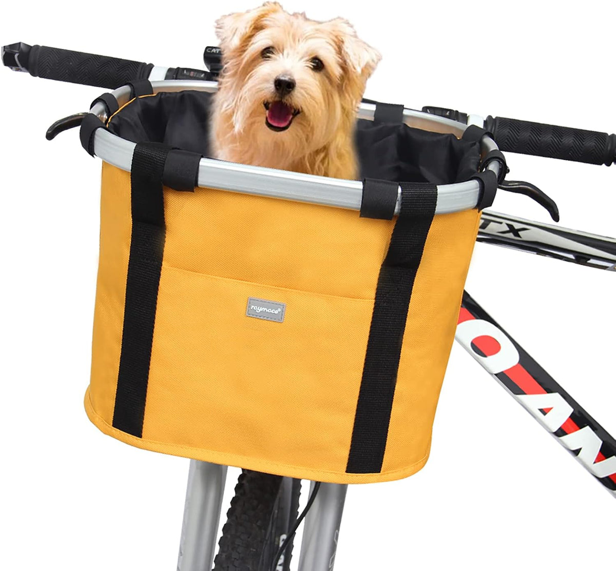 RAYMACE Bicycle Basket Dog Bike Handlebar Basket Front,Folding Detachable Quick Release Easy Install,Cycling Picnic Bag
