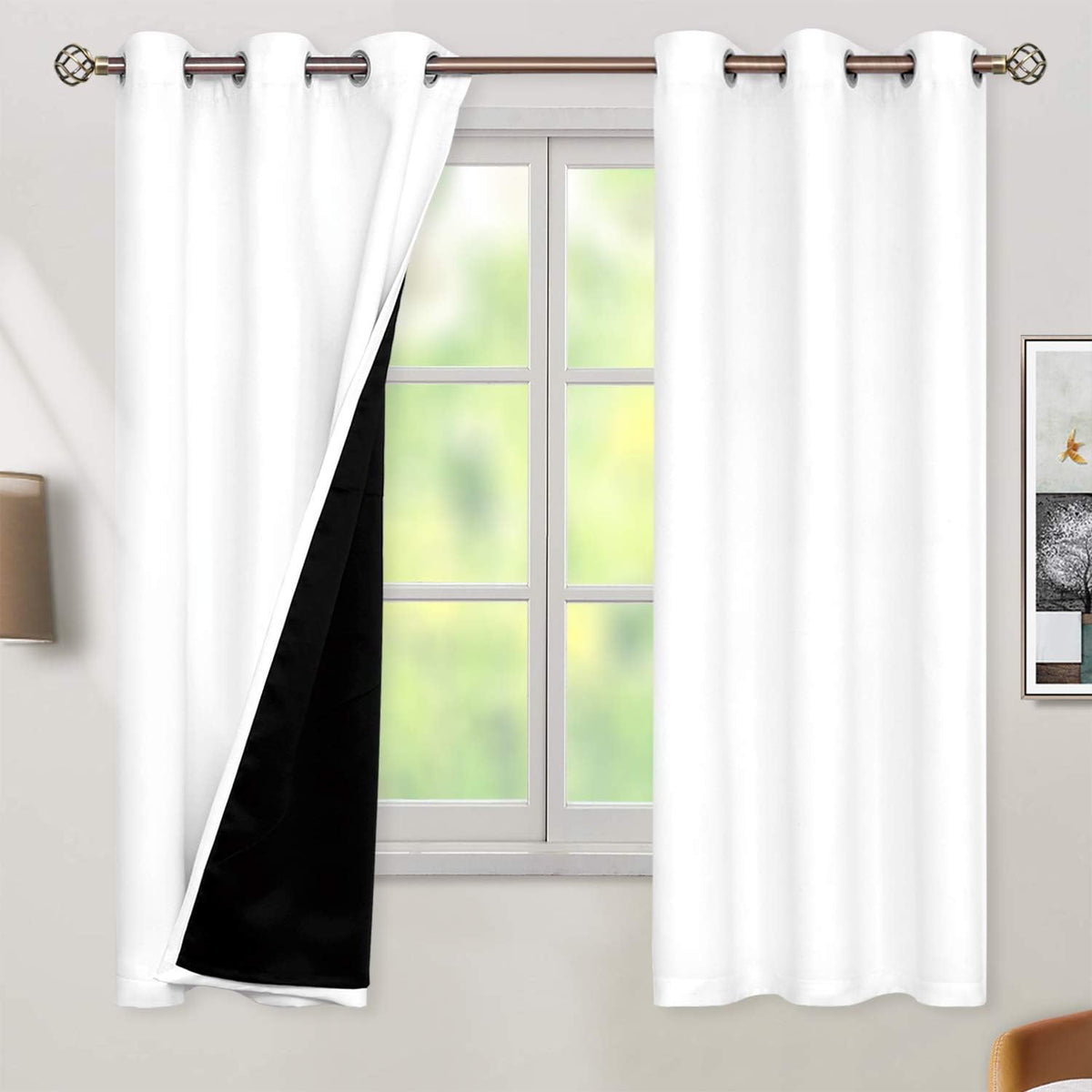 Bgment White Blackout Curtains 63 Inch Long - 2 Panels