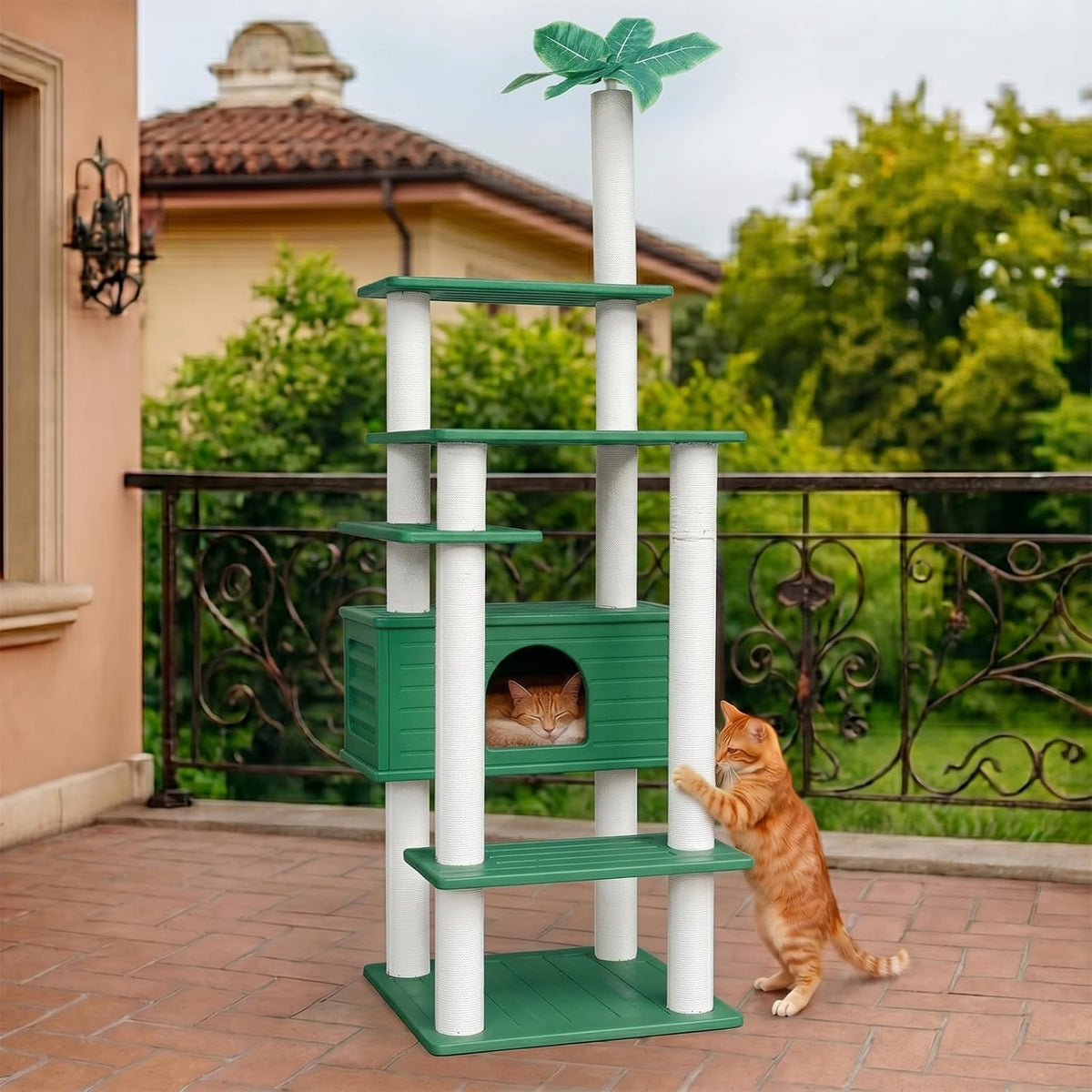 74In Outdoor Cat Condo,Waterproof PE Board Cat Tree with Scratching Post