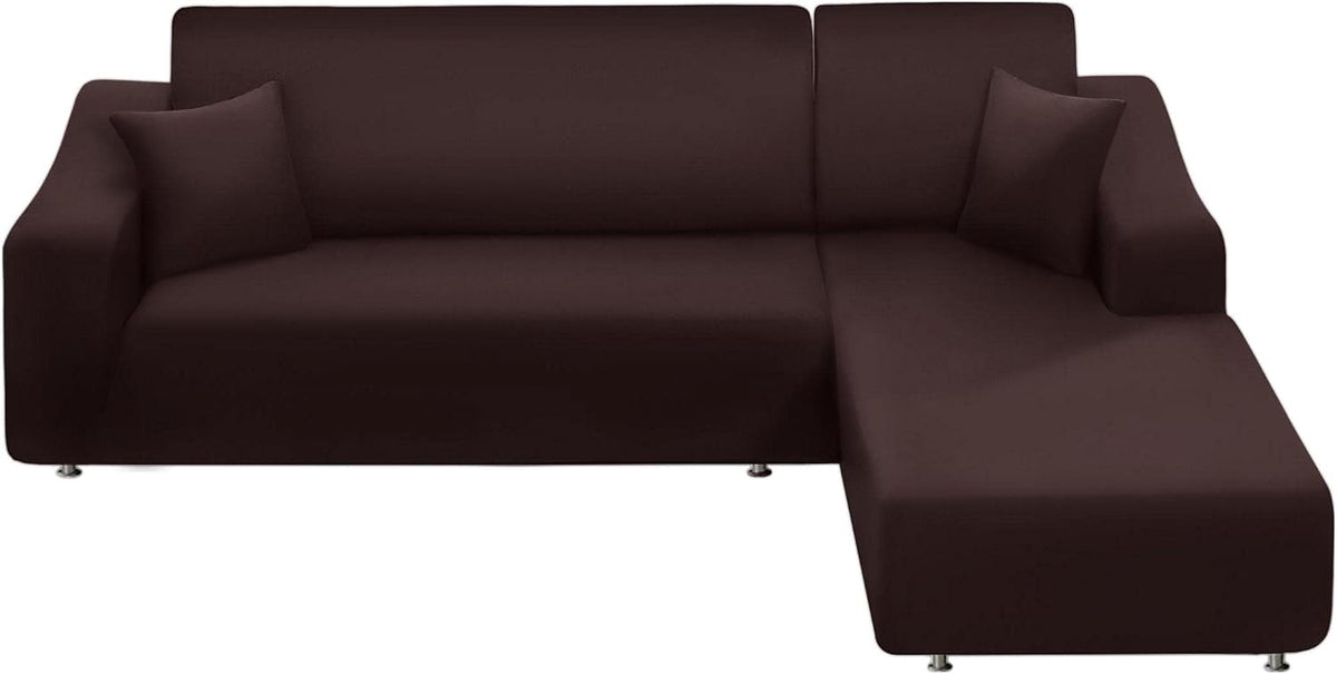 NAISI Couch Cover L Shape 2 Pieces Sofa Cover Soft Stretch Slipcovers with 2Pcs Pillowcases Furniture Protector Sectional Couch Covers 3 Seater + 3 Seater(Black)
