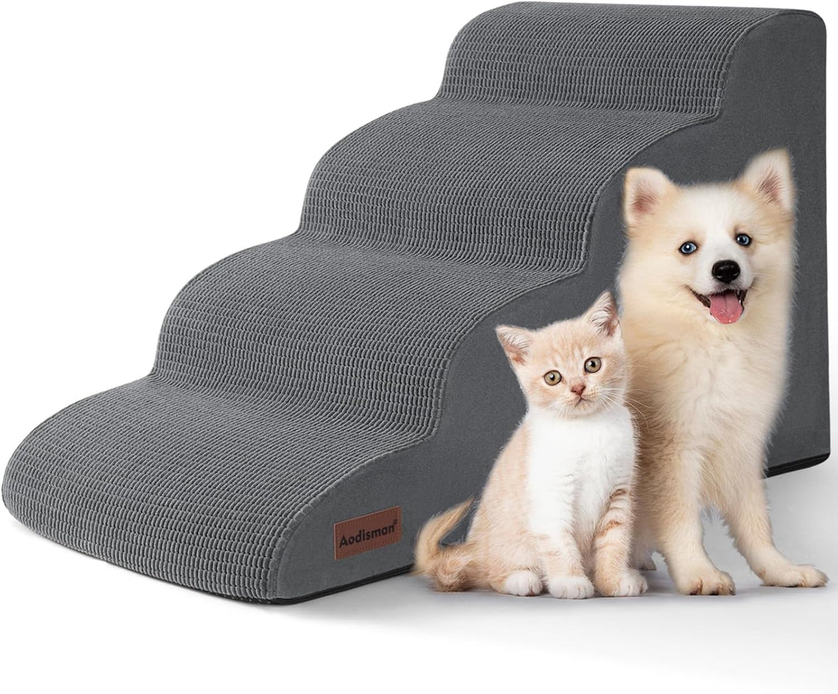 Aodisman Dog Steps for Bed or Couch,4-Step Pet Stairs Ramp for Small Dogs