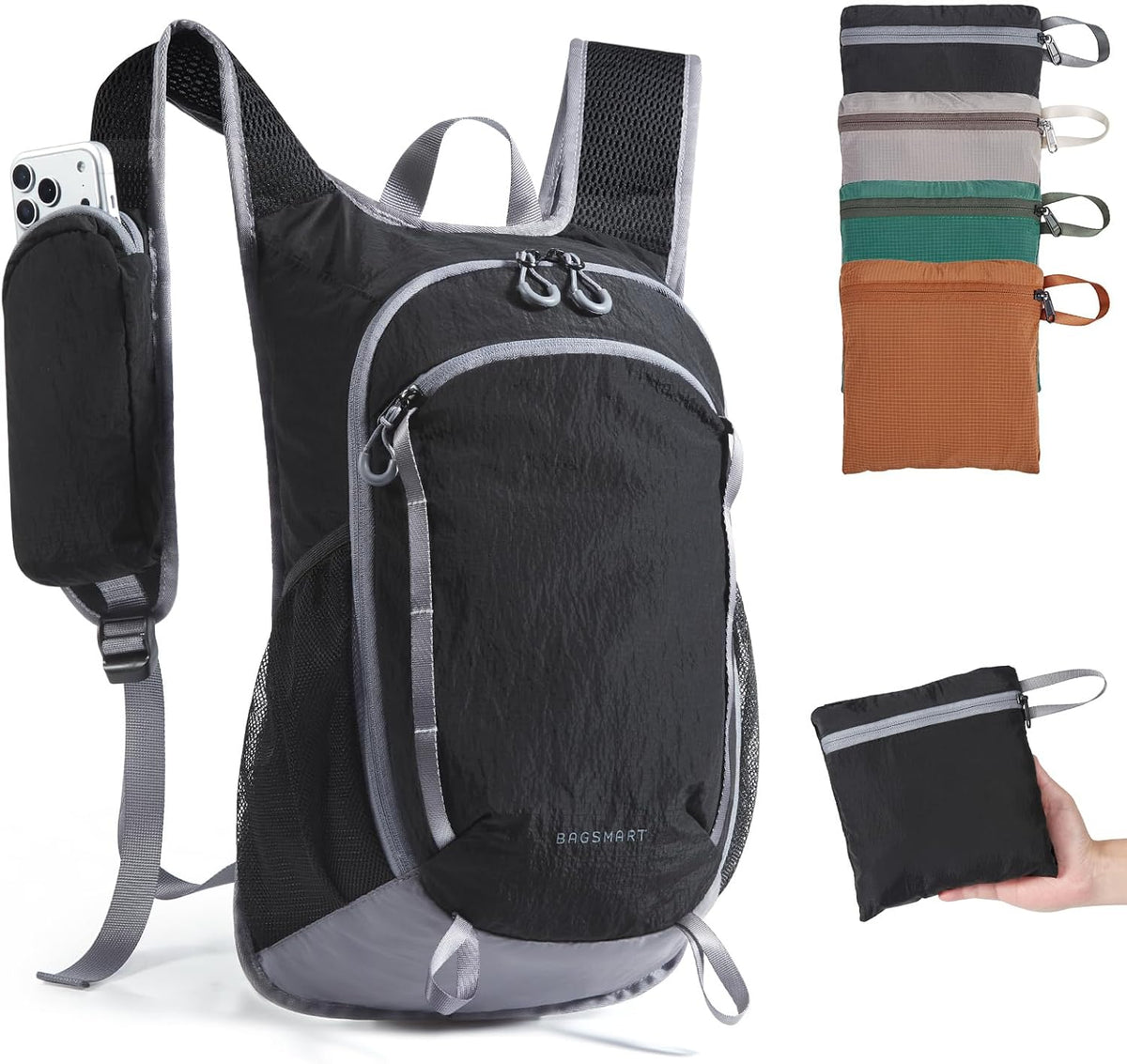 BAGSMART 15L Packable Hiking Backpack for Women Men, Lightweight Hiking Bag
