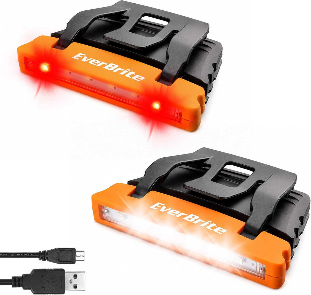 Everbrite Hat Light Rechargeable, 2-Pack Clip-On Cap Light