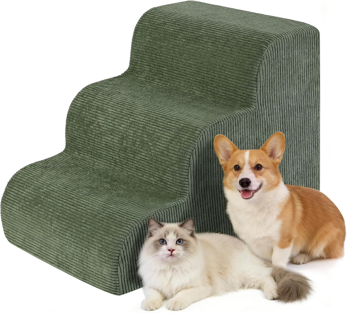 Dog Stairs for Small Dogs, 3-Steps Pet Ramp for Couch Bed, 15" H