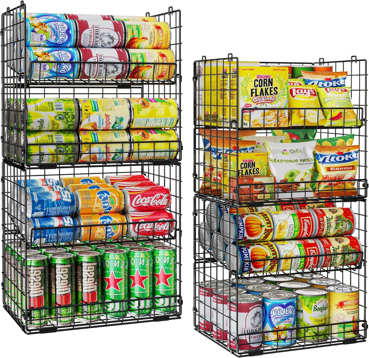 Jksmart 8-Tier XXL Stackable Wire Basket, Pantry Organizers and Storage