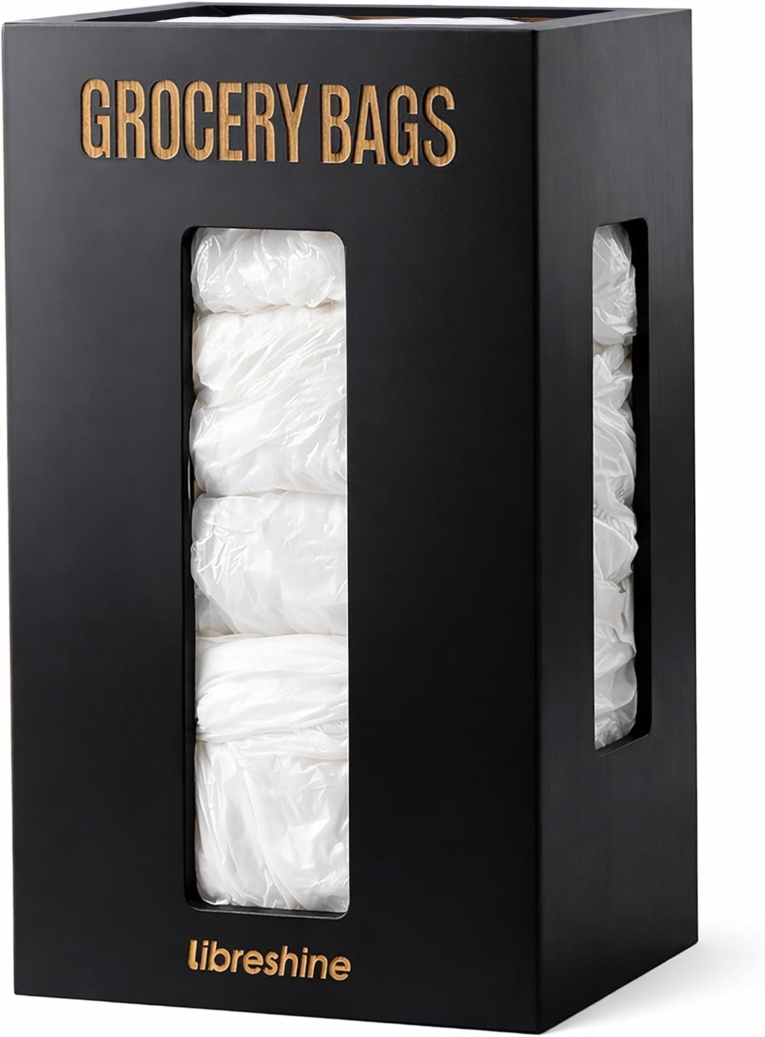 Libreshine Extra Large Bamboo Grocery Bag Holder for Plastic Bags