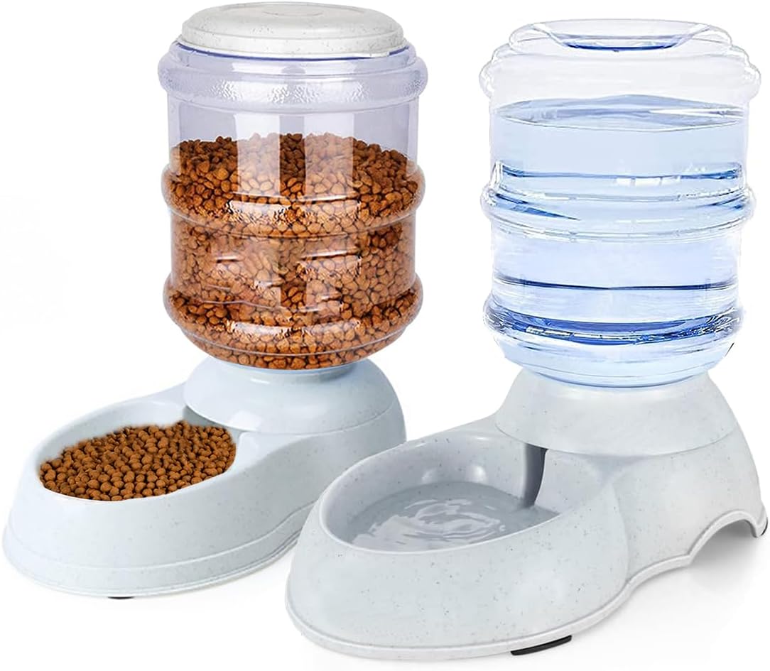 Automatic Dog Feeder and Water Dispenser Set for Large Dogs, 3 Gallon Gravity Dog Cat Food and Water Dispenser Set with Pet Food Bowl,Large Pet Food Water Dispenser Station