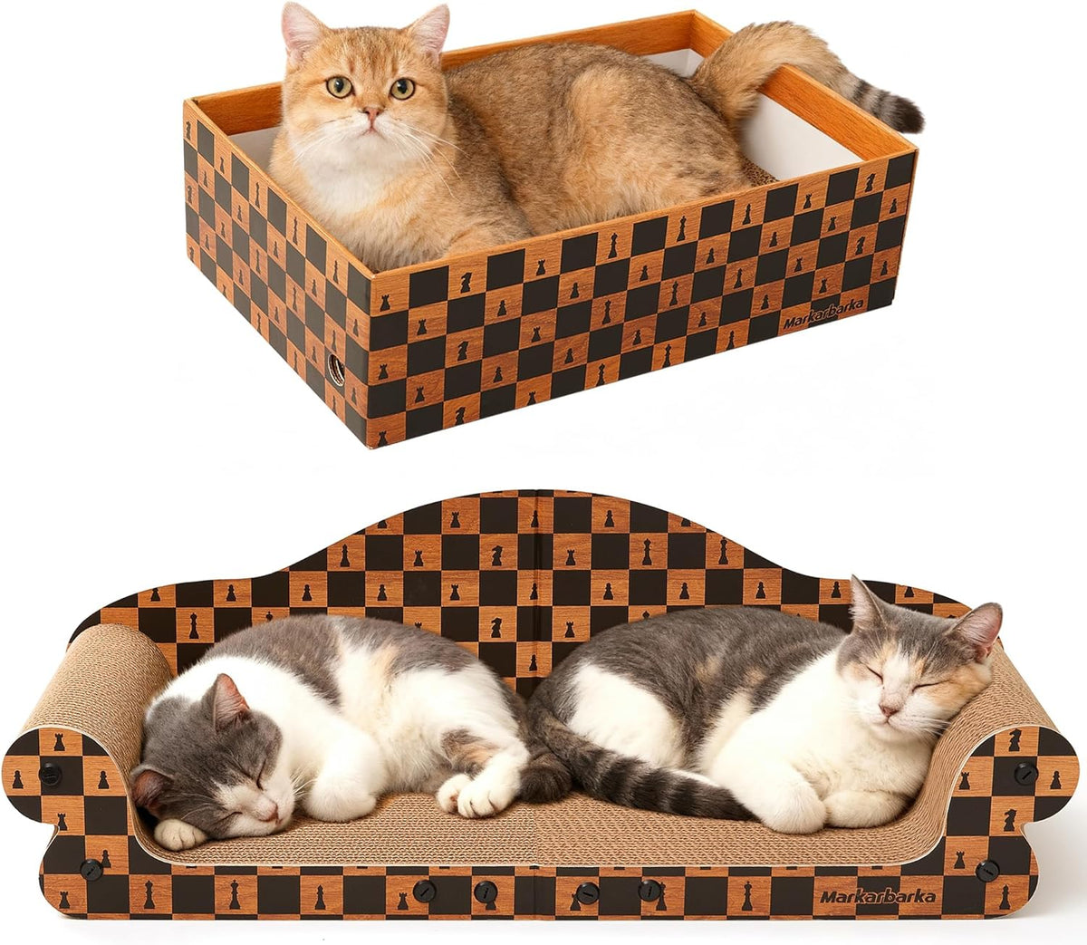 27" Cat Scratcher Bed & Sofa, Large Scratching Board House, Spacious & High Density Cat Scratch Pad Couch for Indoor Cats