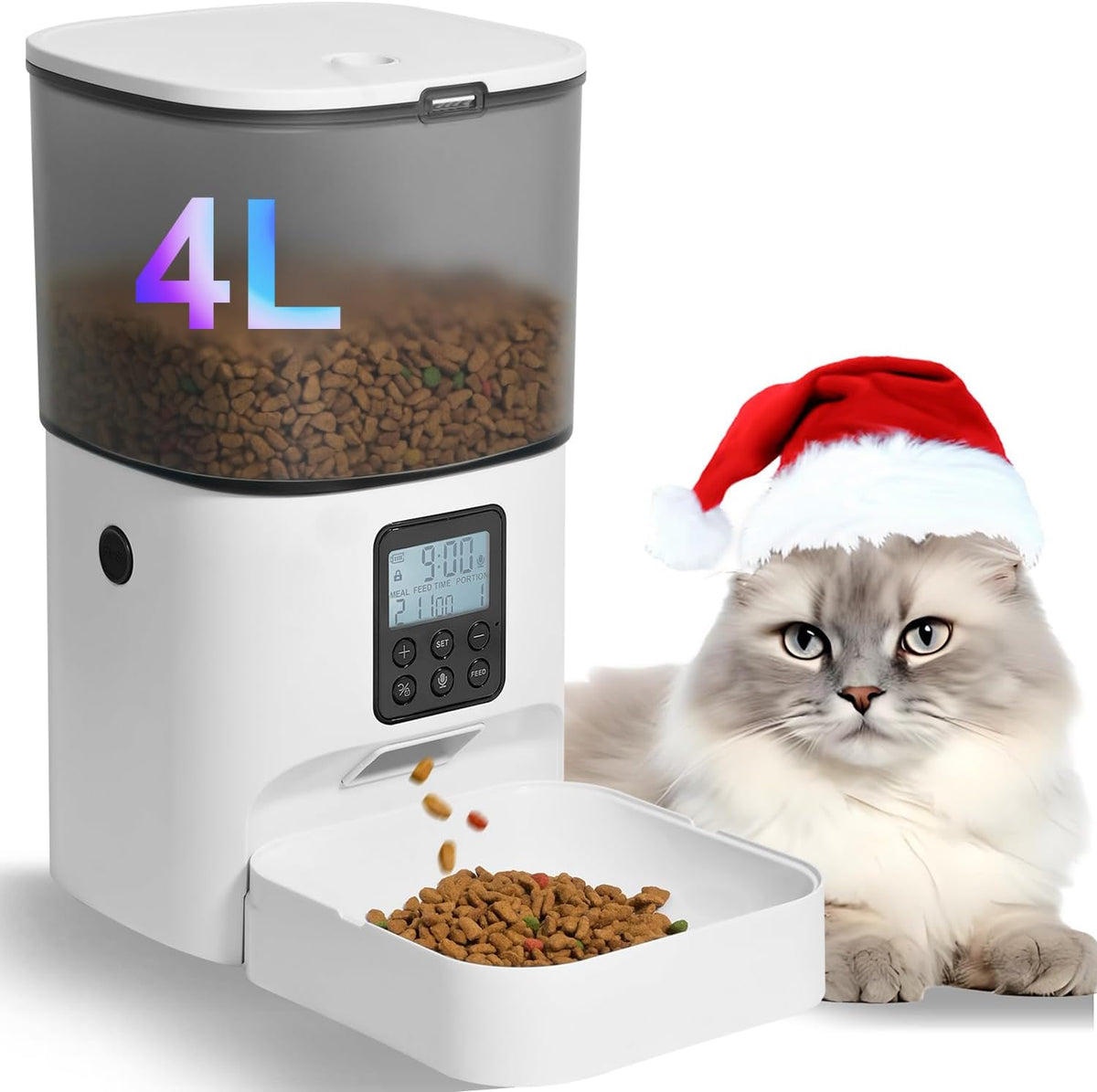 ANDOLL HOME Automatic Cat Feeder,4L Timed Cat&Dog Dry Food Dispenser