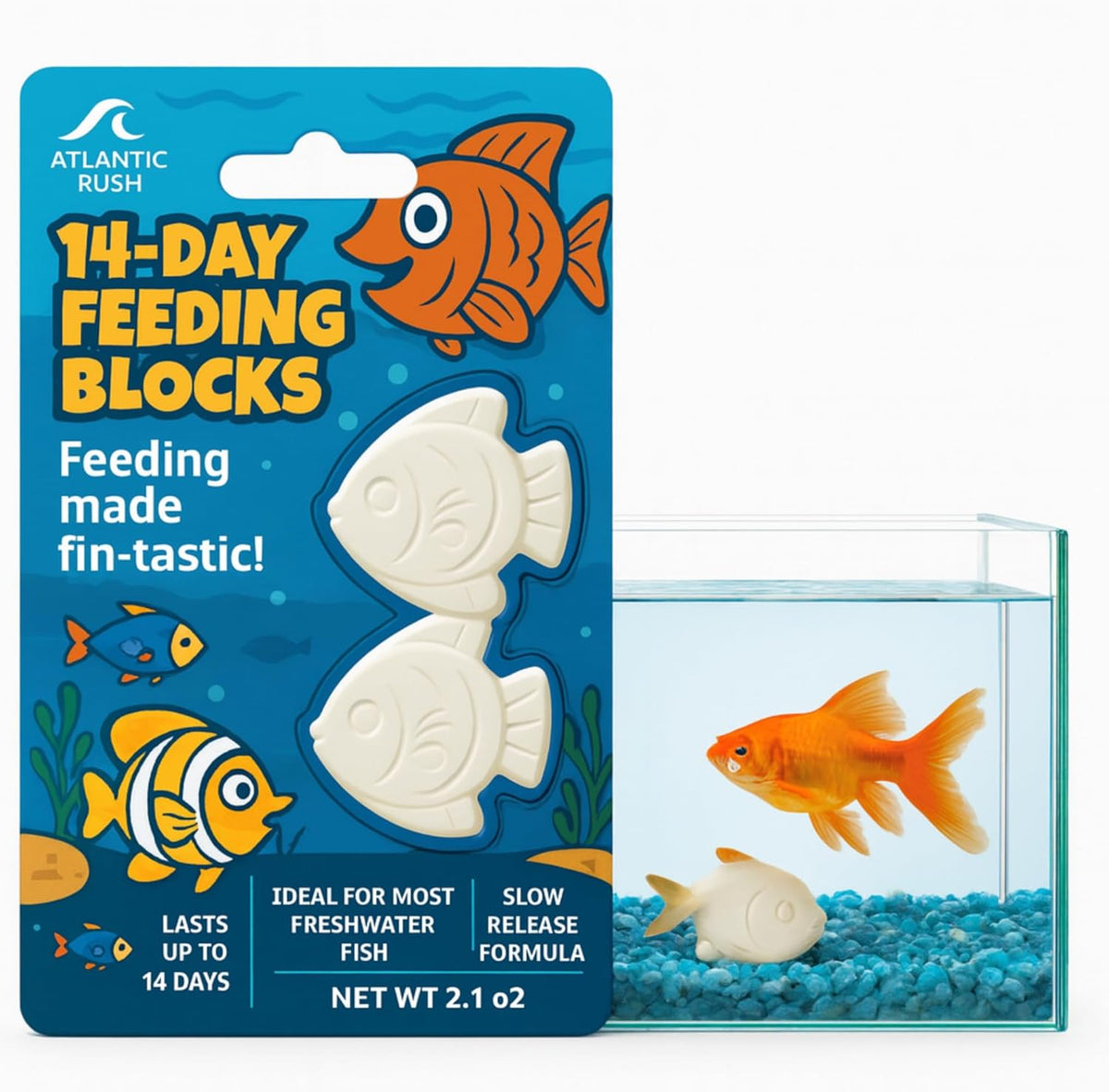 Atlantic Rush Vacation Feeder for Aquarium -14 Day Feeding Blocks (2)