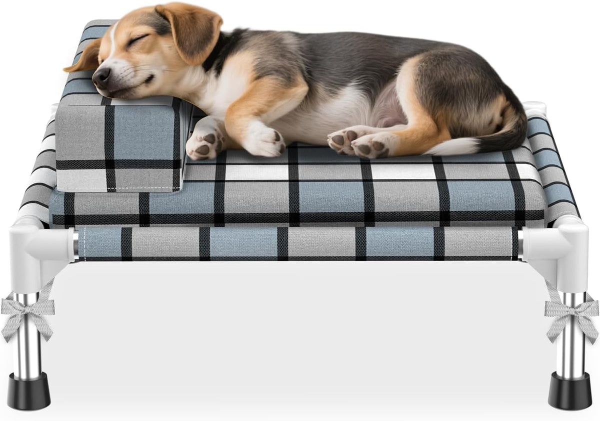 Elevated Dog Bed with Cushion & Bolster, Raised Dog Beds with Pillow & Mat