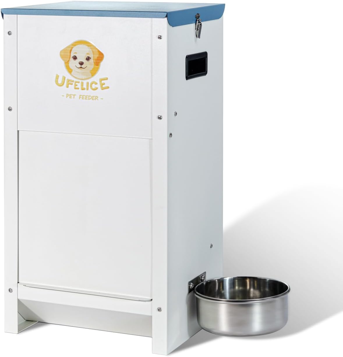 Dog Feeder - 25 Lbs Heavy Duty Pet Feeder Automatic Dog Food Station Pet Lodge Galvanized Steel for Medium and Large Dog Outdoor Use (Assembly Required)