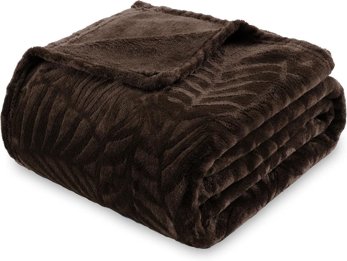 SOCHOW Flannel Fleece Blanket Throw Size, Brown, 50X60 Inches