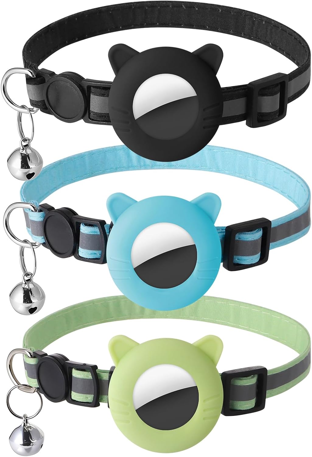 3 Pcs Airtag Cat Collar Breakaway Reflective Cat Collar with Air Tag Holder