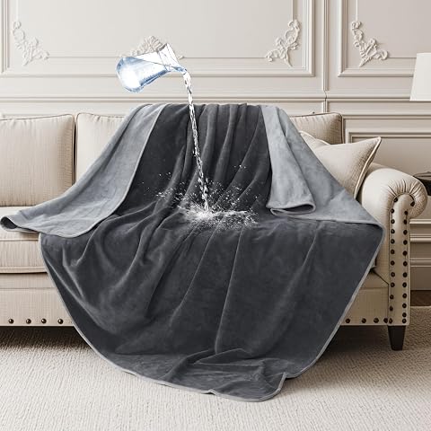 LOOBANI Waterproof Blanket for Couch, Double-Side Leakproof 40"X60", Grey