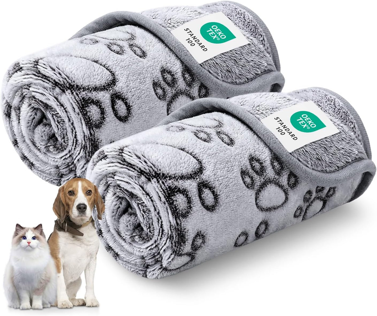 Luciphia Fluffy Paw Print Dog Blanket Large/Medium/Small, Soft Fleece Throw