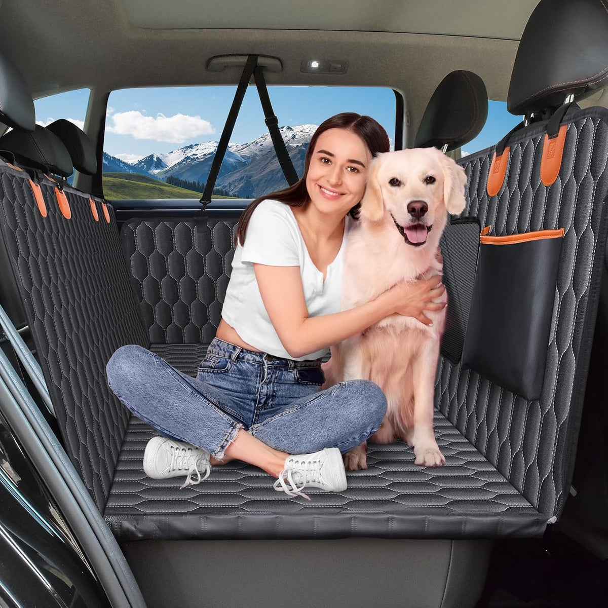 Chumajor L Back Seat Extender for Dogs,Hard Bottom,Waterproof,400 Lb,Black
