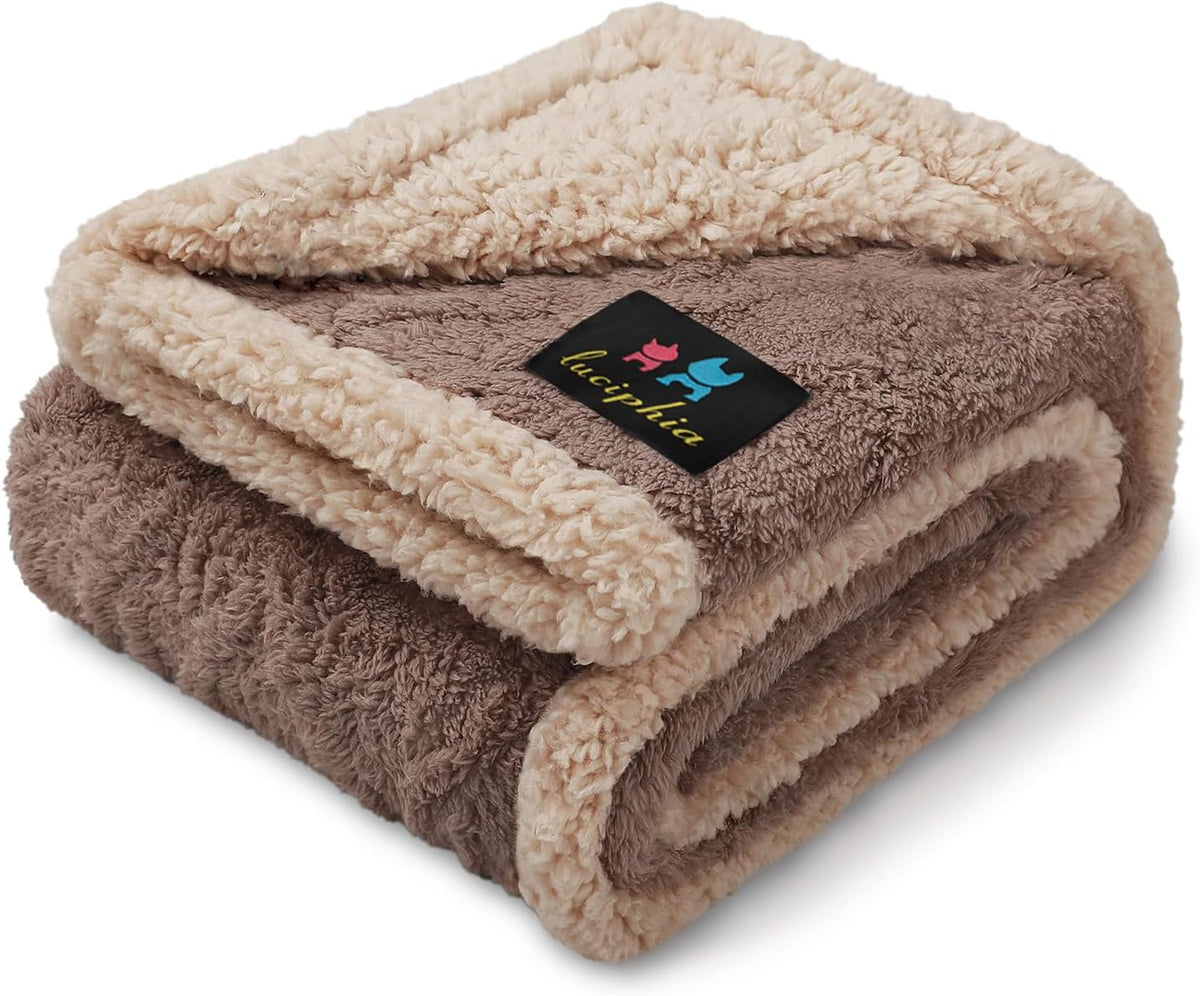 Luciphia Waterproof Dog Blanket, Reversible Sherpa Fleece for Couch Cover