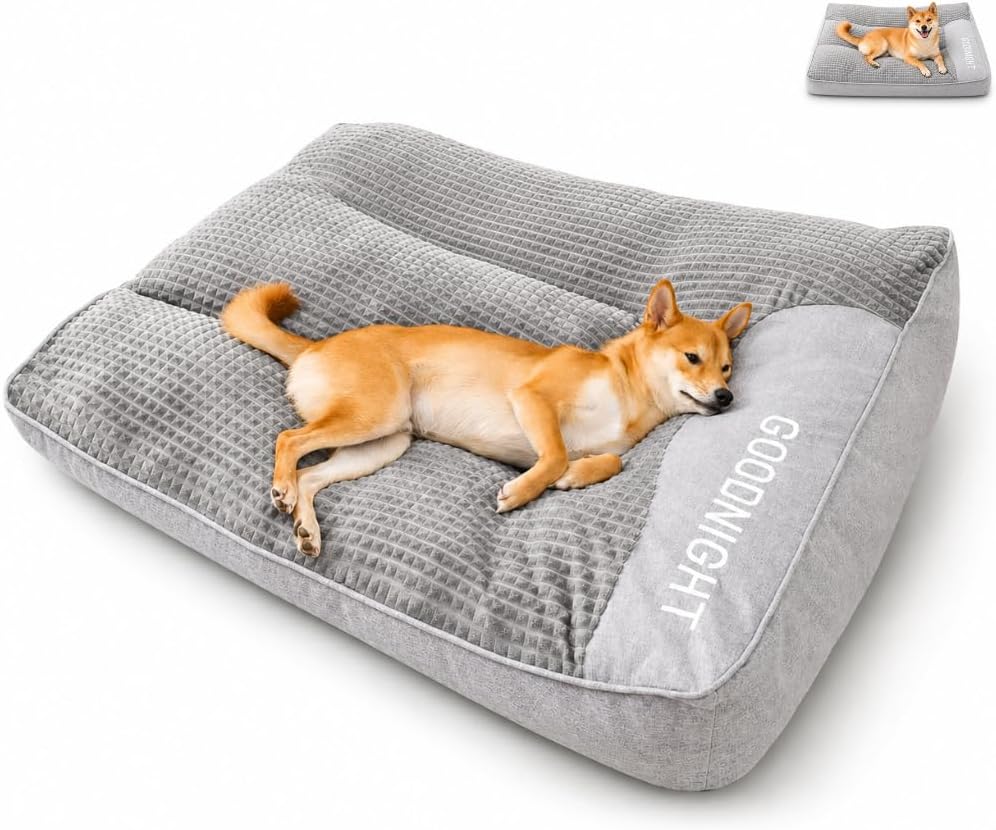 Orthopedic Dog Bed for Large Sized Dogs – High Density Memory Foam Sofa Bed with Waterproof Bolsters, Washable Removable Cover, Anti-Scratch with Non-Slip Bottom for Large Dogs