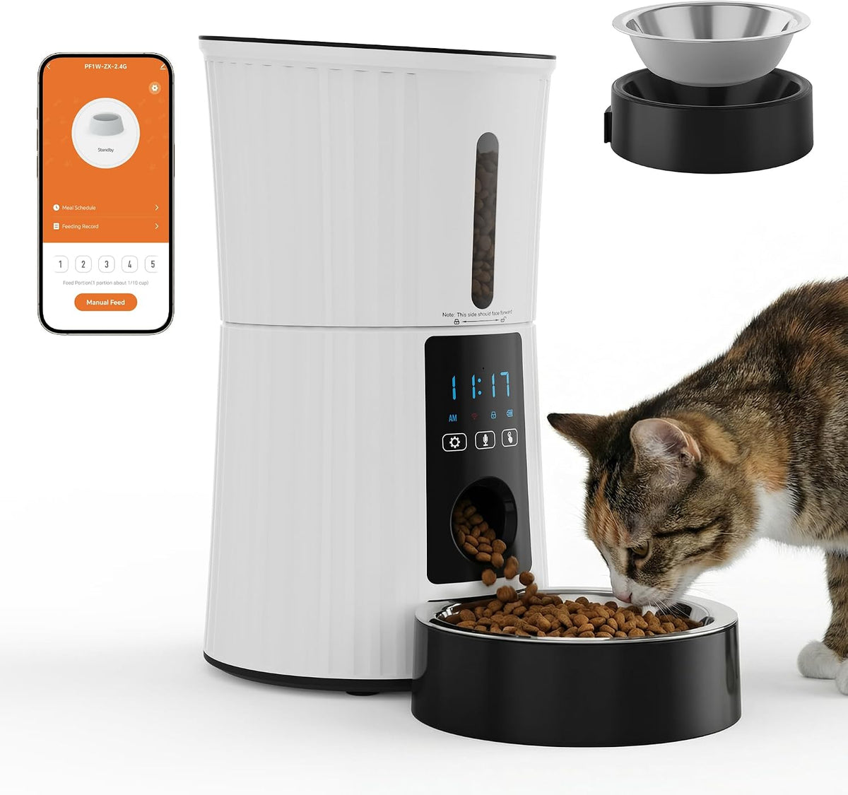 DUMOS 4L Automatic Cat Feeder, Dog Food Dispenser with APP Control, White