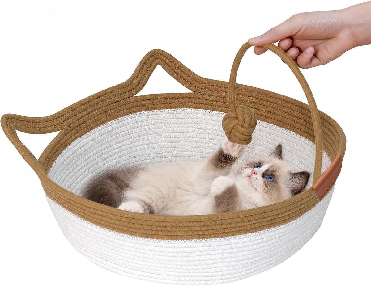 Instinct Basket for Cats, Minimal Creases Cat Bed, Brown, Medium