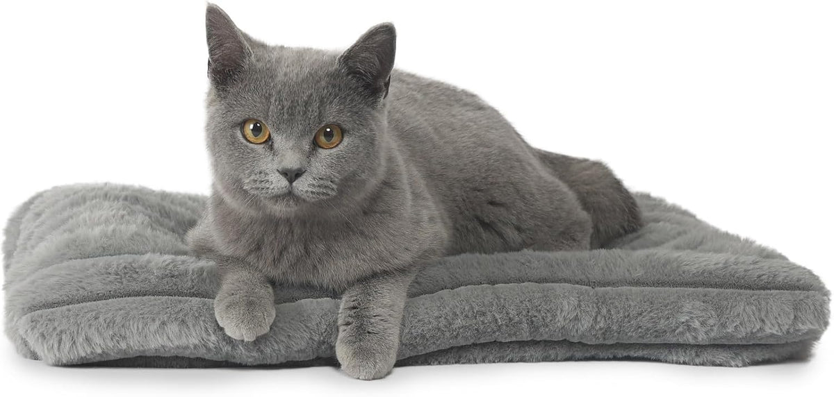 Cat Bed Dog Crate Pad Ultra Soft Comfy Flat Pet Bed Sleeping Cushion Washable Crate Mat for Xx-Small Dogs and Indoor Cats Anti-Slip Tiny Dog Kennel Pad Cat Carrier Mat 18 X 12 Inch Grey